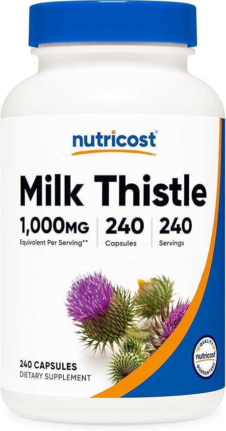Nutricost Milk Thistle Extract 240 Capsules for 240 Servings Per Bottle - Vegan, GMO Free and Gluten Free