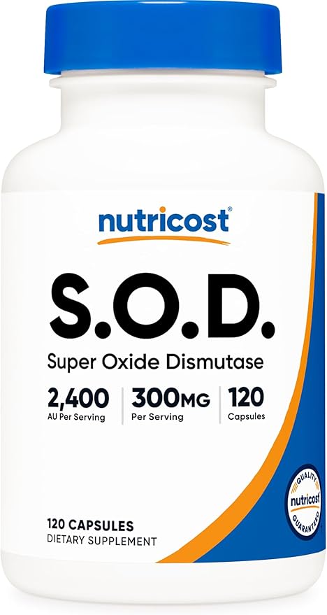 Nutricost S.O.D. Supplement 300mg (2,400 AU) Per Serving, 120 Capsules for 120 Servings Per Bottle - Superoxide Dismutase, Vegan, GMO-Free, Gluten-Free