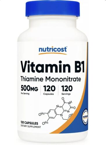 Nutricost Vitamin B1 (Thiamin) 500mg, 120 Capsules - Gluten Free & Non-GMO