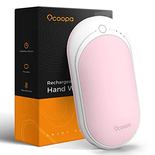 OCOOPA Hand Warmers Portable, 1-Pack 5200mAh Rechargeable Hand Warmer, Electric, Quick Heating, Great for Skiing, Climbing, Hiking, Winter Gift, Pink
