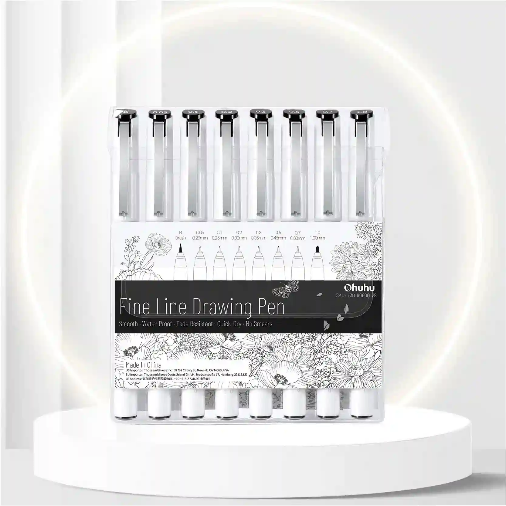 Ohuhu Skin-Tone Brush Markers, Alcohol-Based Art Markers (Chisel & Brush) + Fineliner Drawing Pen Set of 8 Pack Ultra Fine Line Drawing Markers