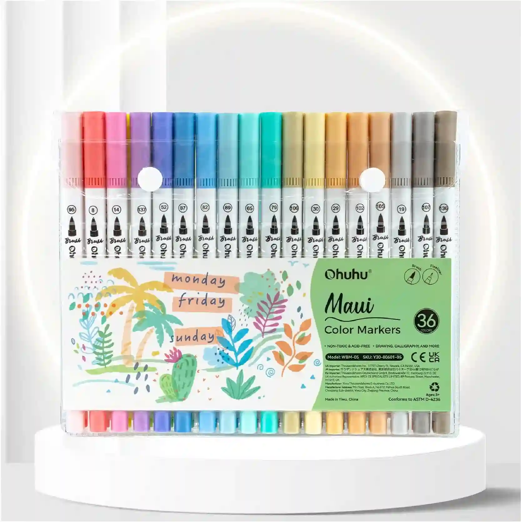 Ohuhu Water Based Markers, Dual Tips, 160 Colors Art Markers Set Coloring Brush Fineliner Color Marker Pens for Calligraphy Drawing Sketching Coloring Bullet Journal Art Supplies, White