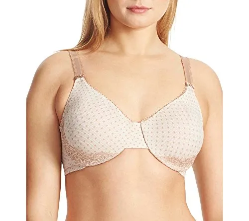 Olga Women's Luxury Lift 2-Ply Underwire Bra, Body Tone Lace Dot Print, 42DD