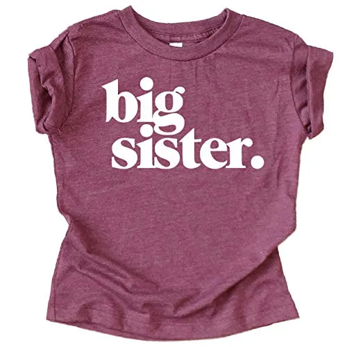 Olive Loves Apple Youth Big Sister Pregnancy Announcment T-Shirt for Youth Girls Sibling Outfits Vintage Burgundy Shirt Youth Small