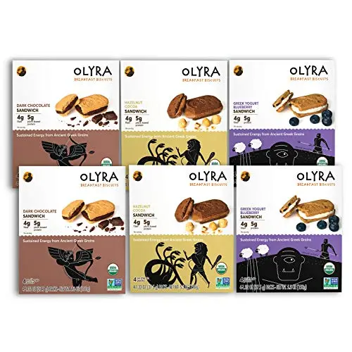 OLYRA Certified Organic Sandwich Biscuits Variety-Low Sugar High Fiber Protein Cookie (6 Boxes)