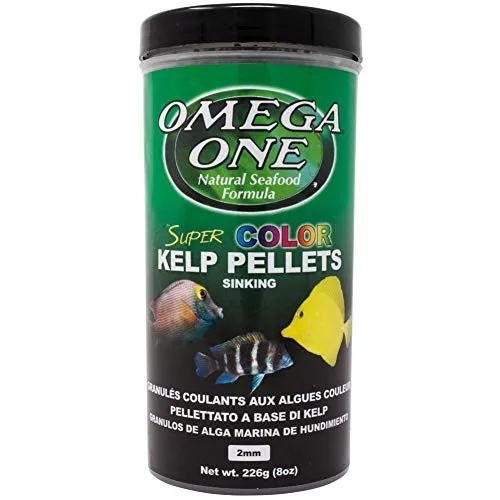 Omega One Super Color Veggie Kelp 2mm Sinking Pellets, 8 oz Container