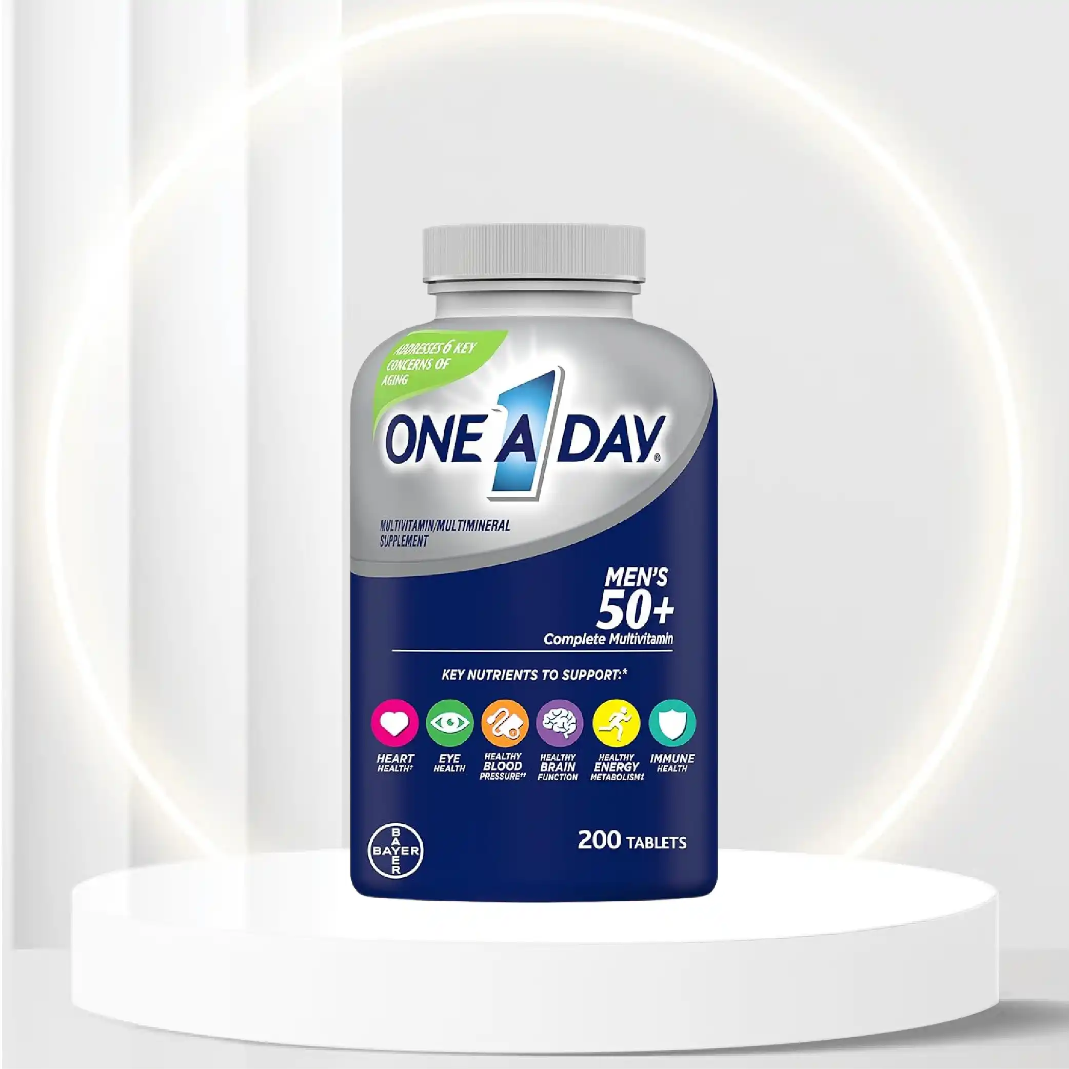 One A Day Menâs 50+ Healthy Advantage Multivitamin, Supplement with Vitamins A, C, E, B6, B12, Calcium and Vitamin D, 200 Count