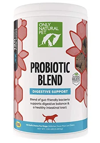 Only Natural Pet Probiotic Dog & Cat Supplement - Digestive Intestinal Tract Health Enzyme Formula - 120 Soft Chews