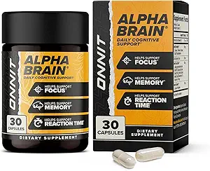 ONNIT Alpha Brain (30ct) - Over 1 Million Bottles Sold - Premium Nootropic Brain Supplement - Focus, Concentration & Memory - Alpha GPC, L Theanine & Bacopa Monnieri