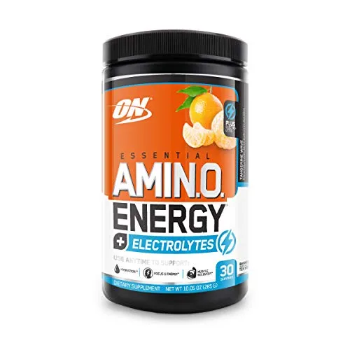 Optimum Nutrition Amino Energy + Electrolytes - Pre Workout, BCAAs, Amino Acids, Keto Friendly, Energy Powder - Tangerine Wave, 30 Servings