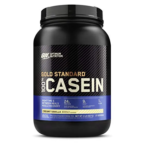 Optimum Nutrition Gold Standard 100% Micellar Casein Protein Powder, Slow Digesting, Helps Keep You Full, Overnight Muscle Recovery, Creamy Vanilla, 2 Pound (Packaging May Vary)