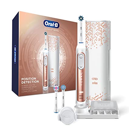 Oral-B Genius Pro 8000 Electronic Power Rechargeable Battery Electric Toothbrush with Bluetooth Connectivity, Rose Gold, Powered by Braun