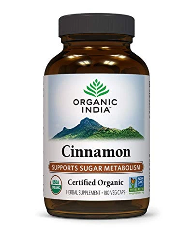Organic India Ceylon Cinnamon Herbal Supplement - Supports Healthy Inflammatory Response, Vegan, Gluten-Free, Kosher, USDA Certified Organic, Non-GMO - 180 Capsules