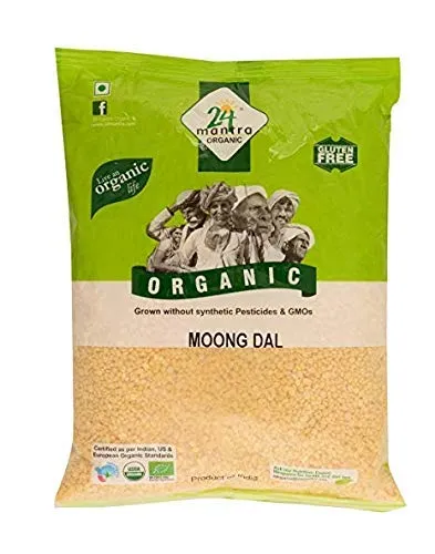 Organic Moong Dal - USDA Certified Organic - European Union Certified Organic - Pesticides Free - Adulteration Free - Sodium Free - 4 Lbs - 24 Mantra Organic