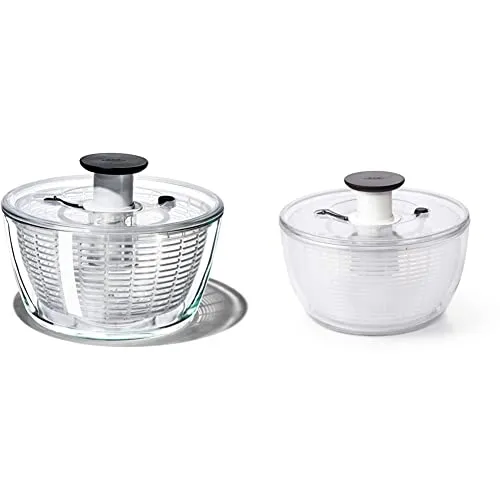 OXO Good Grips Glass Salad Spinner, Large/6.22 Quart, Clear & Good Grips Large Salad Spinner - 6.22 Qt.