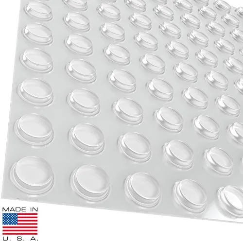 Pack of 100 Cabinet Door Bumpers - 1/2ï¿½ Diameter Clear Adhesive Pads for Drawers, Glass Tops, Cutting Boards, Picture Frames, Small Furniture