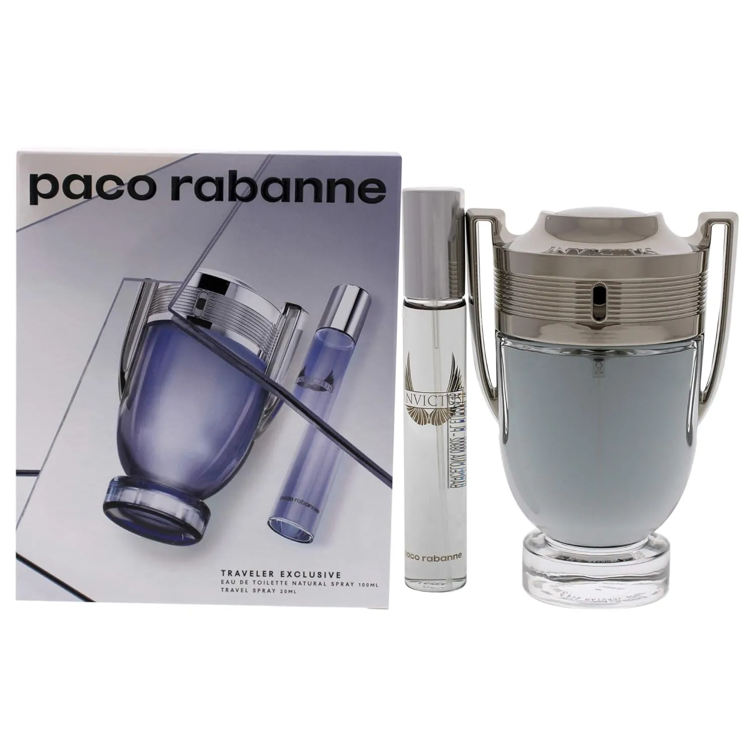 Paco Rabanne Invictus Men 2 Pc Gift Set 3.4oz EDT Spray, 0.68oz EDT Spray