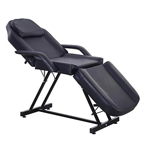 Paddie Massage Bed, Facial Chair 3-section Adjustable Professional for Salon Beauty Spa Lash Tattoo Therapy Personal Care, Black