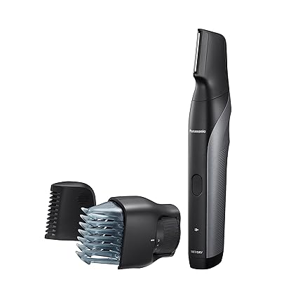 Panasonic Body Groomer for Men, Wet/Dry Cordless Electric Body Hair Trimmer with 2 Comb Attachments, Multi-Directional Shaving in Sensitive Areas, Black