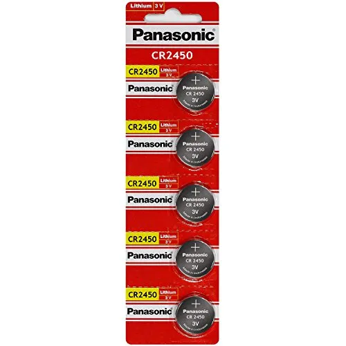 Panasonic CR2450 Lithium Battery 3V (5 Batteries Per Pack)