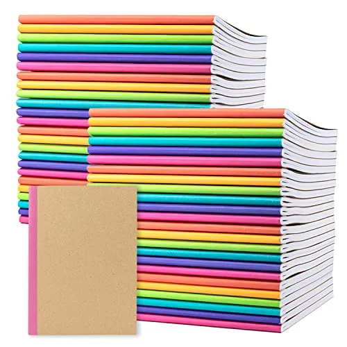 PAPERAGE 48-Pack Composition Notebook Journals, Kraft Cover with Rainbow Spines, College Ruled Lined Paper, Small Size (8 in x 5.75 in) â For School, Office, or At-Home Use