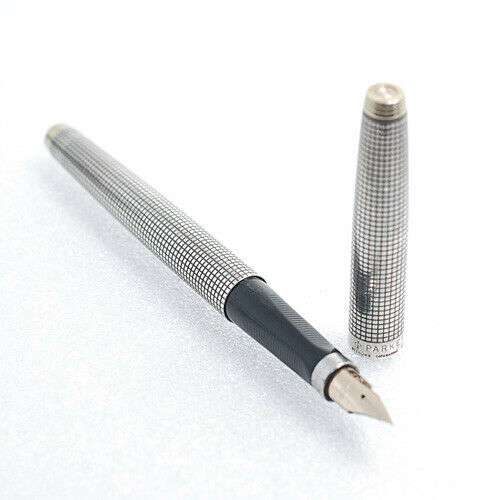 PARKER 75 Sterling Silver Cisele Fountain Pen 14K XF Nib Used Excellent f/Japan