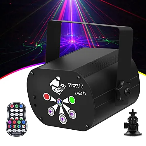Party Lights, 6 Lens Club Light DJ Disco Lights, Sound Activated RGB Rave Lights, Dj Light with Remote Control for Halloween Decorations Karaoke Pub Wedding
