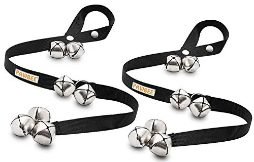 PAWBEE Dog Doorbell - Set of 2 Adjustable Dog Training Bells for Door Knob - 7 Extra-Loud Jingle Dog Potty Training Door Bell - Extra-Strong Strap - for Small, Medium, Large Dogs - Dog Bell for Door
