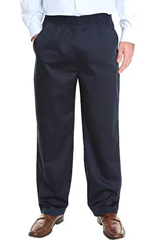 Pembrook Men's Full Elastic Waist Twill Casual Pant - M - Navy