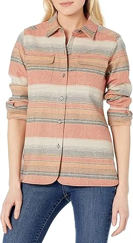 Pendleton Women's Wool Board Shirt, Charcoal Mix/Teal Plaid, SM