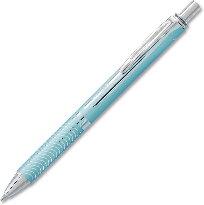 Pentel Energel Alloy Rt Gel Pen, Retractable, Medium 0.7 Mm, Black Ink, Aquamarine Barrel
