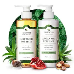 Peppermint Sulfate Free Shampoo and Conditioner by Tree to Tub - Best Shampoo and Conditioner for Sensitive, Oily Hair and Scalp. The Only pH 5.5 Balanced Duo Using Wild Soapberry & Organic Argan Oil