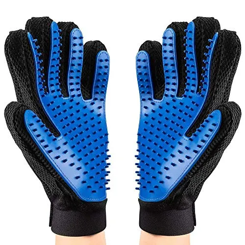 Pet Grooming Glove - Efficient Pet Hair Remover Mitt - Pet Massage Gloves - Gentle Deshedding Brush Glove - Perfect for Dog Cat Horse with Long & Short Fur [Left & Right Hand 1 Pairs]