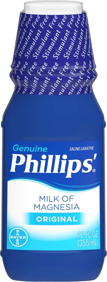 Phillips Milk of Magnesia Liquid Laxative, 12 oz, Cramp Free & Gentle Overnight Relief Of Occasional Constipation