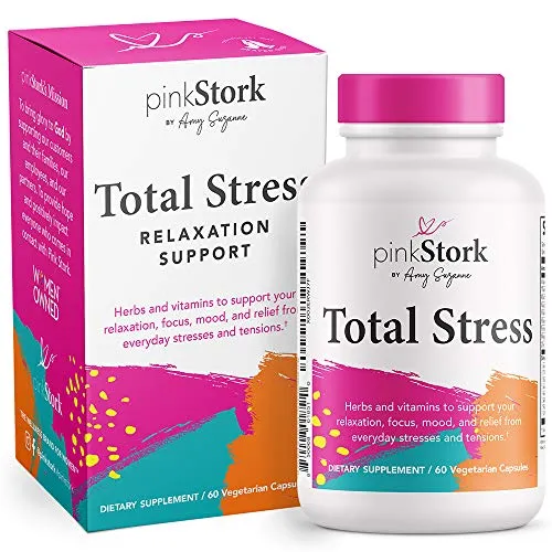 Pink Stork Total Stress: Vitamins Formulated for Natural Stress Support, Tension Relief with Magnesium, Vitamin B12, Ashwagandha, + Zinc, Women-Owned, 60 Capsules
