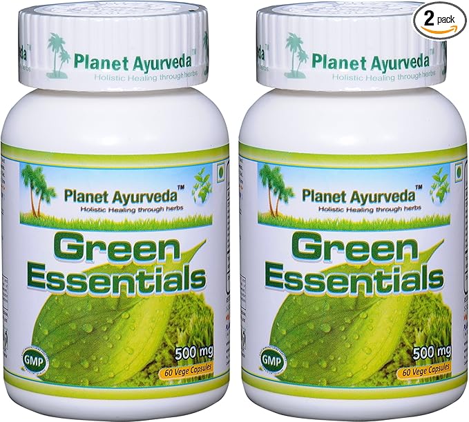 Planet Ayurveda Green Essentials, 500mg Veg Capsules - 2 Bottles