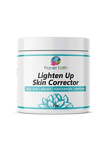 Planet Eden Lighten Up Kojic Acid & Alpha Arbutin Skin Corrector Cream/Lotion - 9 STRONG SKIN CORRECTING INGREDIENTS | Dark AGE Spot Corrector for Face & Body. CORRECTS Sun Damage/Freckles - 2 OZ