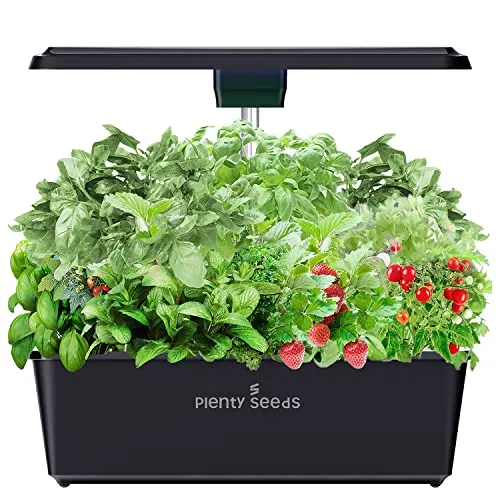 Plenty Seeds Hydroponics Growing System with Water Shortage Alarm, 12 Pods 5L Indoor Herb Garden with Pump System, Plant Terrarium Germination Kit with 2 Modes 100 LEDs Grow Light, Gift for Family.