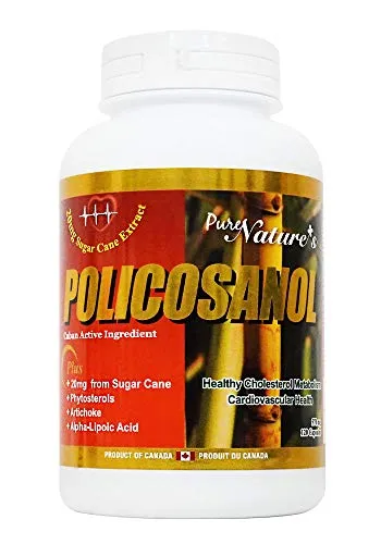 PNC Policosanol Cuban Active Ingredient Healthy Cholesterol Metabolism and Support Cardiovascular Health Alpha-Lipoic Acid - 20mg from Sugar Cane - 120 Caps - Health Supplement -