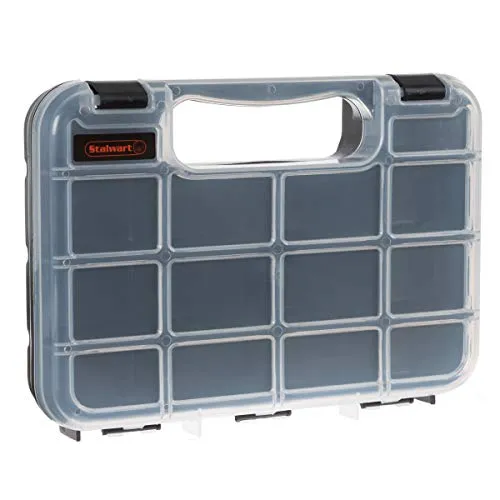 Portable Storage Case with Secure Locks and 14 Small Bin Compartments for Hardware, Screws, Bolts, Nuts, Nails, Beads, Jewelry and More by Stalwart