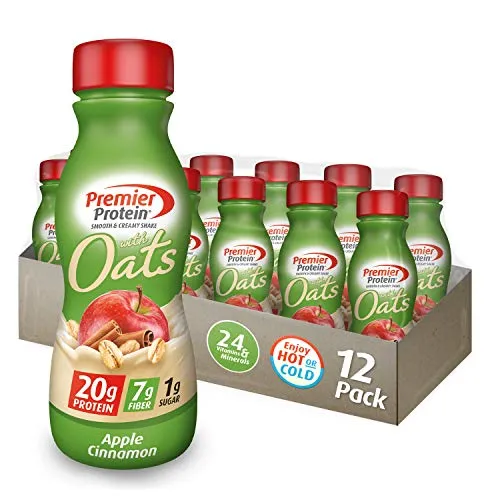 Premier Protein 20g Protein Shake with Oats, Apple Cinnamon, 11.5 Fl Oz Bottle, (12Count)