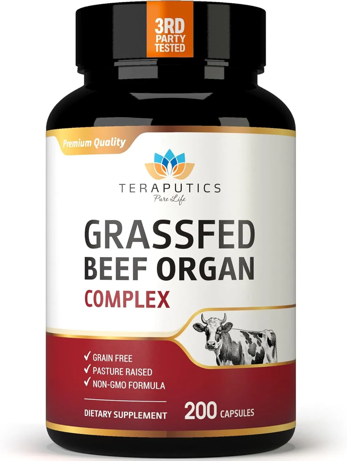 Premium Grass Fed Beef Organ Supplement for Women & Men with Beef Liver, Heart, Kidney, Pancreas & Spleen Capsules | Carnivore Diet | Non-GMO Freeze Dried & Desiccated Liver Pills Complex | 200 Count