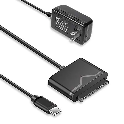 Premium USB C to SATA Adapter, ZEXMTE USB-C to SATA Adapter Converter, External Hard Drive Connector for 2.5 and 3.5'' SATA Drives - SATA SSD/HDD to USB C Cable with 12V 2A Power Adapter