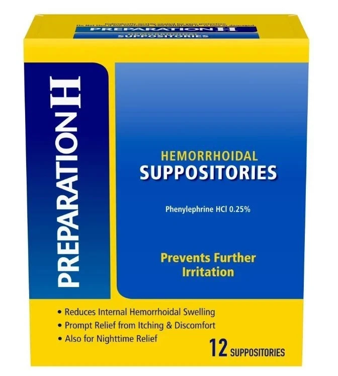Preparation H Hemorrhoid Suppositories for Itching and Discomfort Relief 12 Ct
