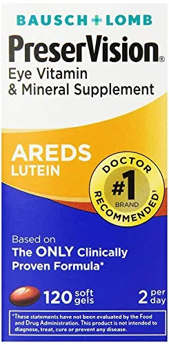 PreserVision AREDS Lutein Eye Vitamin & Mineral Supplement, Beta-Carotene Free, Soft Gels, 120 ct