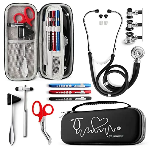 Primacare KB-9297-BK Black Stethoscope Case, Supplies NOT Included, for Stethoscopes and Medical Supplies, Multiple Compartments, Portable and Lightweight First Aid Kit Bag, Accessories for Nurses