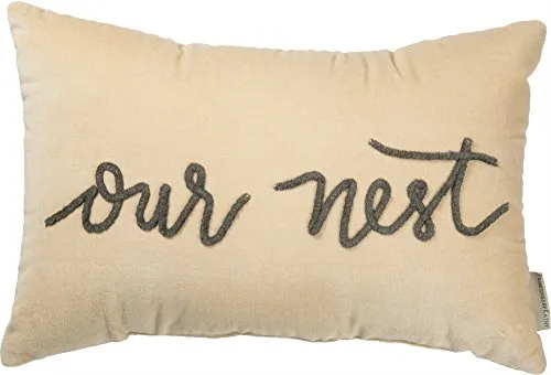 Primitives by Kathy Our Nest Velvet Pillow - Cream Gray Home Decor - 19 inches x 12.5 inches
