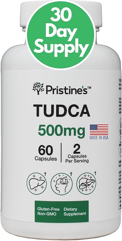 PRISTINES Tudca 500MG Liver Support & Purified Bile Salts Supplement Capsules - 30 Day Supply - Gallbladder Liver Organ & Digestion Detox and Cleanse Support Supplement - Gluten Free Non GMO