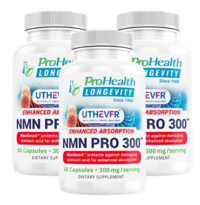ProHealth Longevity NMN Pro 300â¢ Enhanced Absorption Featuring UtheverÂ® NMN (60 capsules) (3 Pack)
