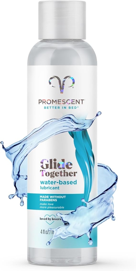 Promescent Premium Water Based Lube for Sex, Lubricants for Women, Men & Couples, Toy/Vibrator Safe, Condom Compatible, Non-Sticky, Long-Lasting (4oz)